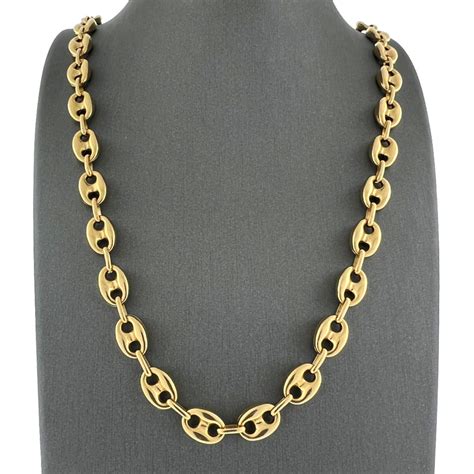 gold necklace gucci|14k gold Gucci link chain.